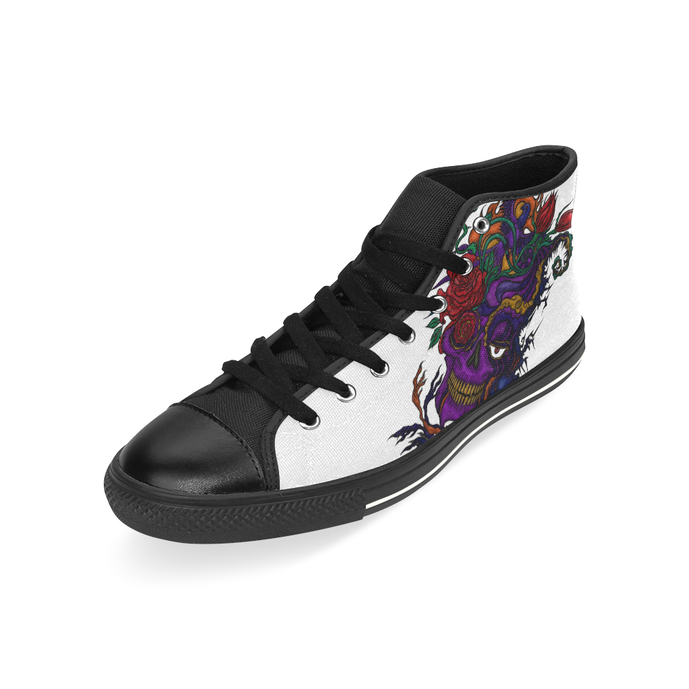 Funny Funky Sugar Skull High Top Canvas Shoes for Kid (Model 017)