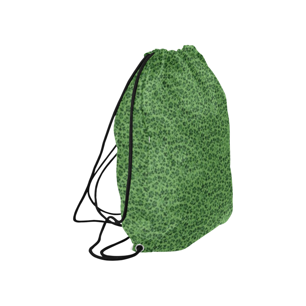 Vintage Flowers Ivy Green Large Drawstring Bag Model 1604 (Twin Sides)  16.5"(W) * 19.3"(H)