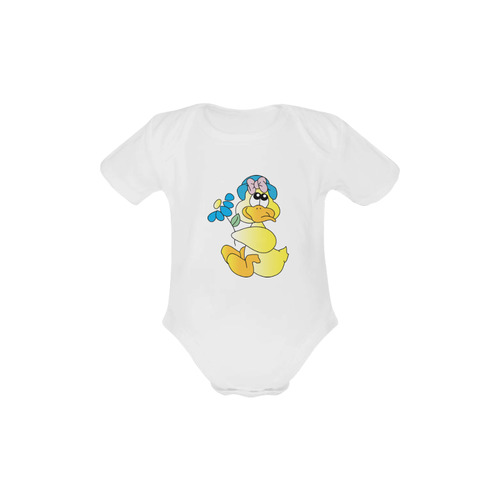 Yellow Easter Duck Baby Powder Organic Short Sleeve One Piece (Model T28)