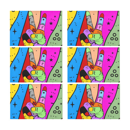 Peace Popart by Nico Bielow Placemat 12’’ x 18’’ (Set of 6)