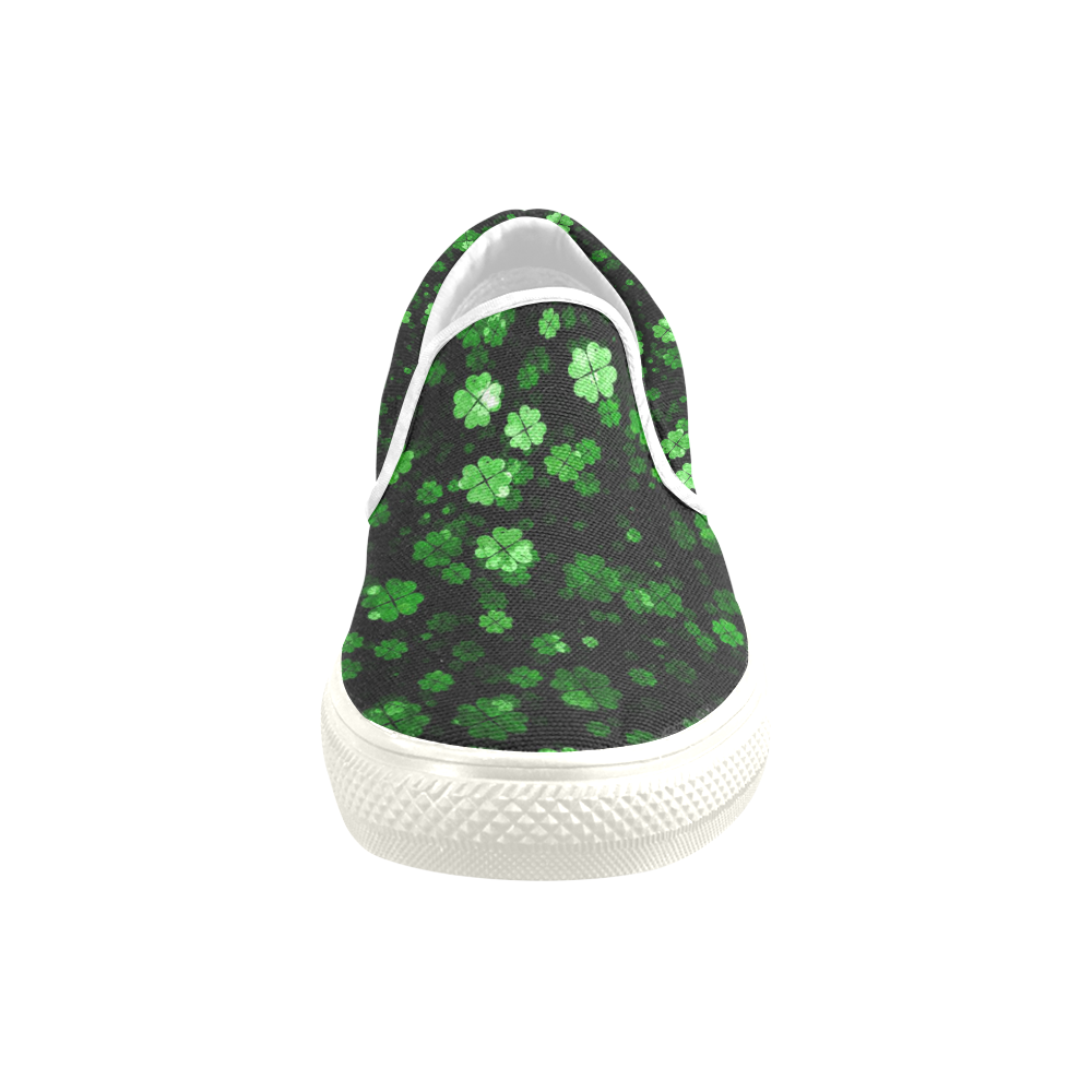 shamrocks 2 green by JamColors Slip-on Canvas Shoes for Kid (Model 019)