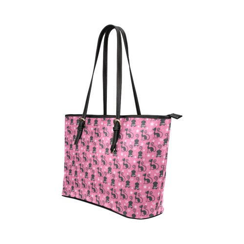 Cute Cats I Leather Tote Bag/Small (Model 1651)