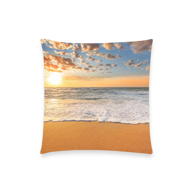 Colorful ocean beach sunrise. Custom  Pillow Case 18"x18" (one side) No Zipper