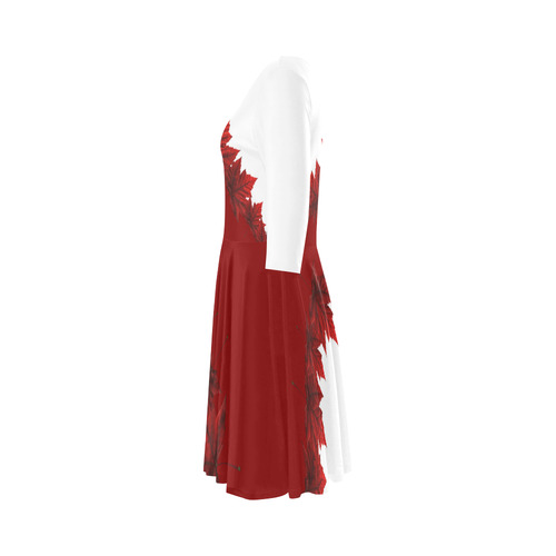 Canada Maple Leaf Skate Dresses Elbow Sleeve Ice Skater Dress (D20)
