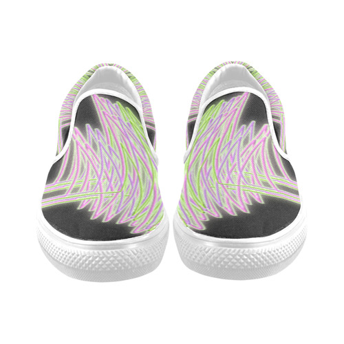 Abstract Waves Women's Unusual Slip-on Canvas Shoes (Model 019)