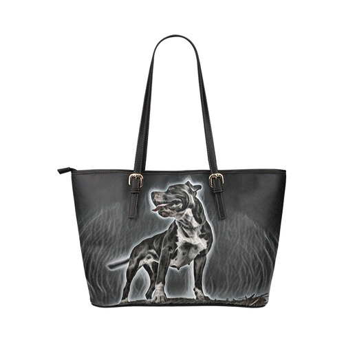 Steff Black and White Leather Tote Bag/Large (Model 1651)