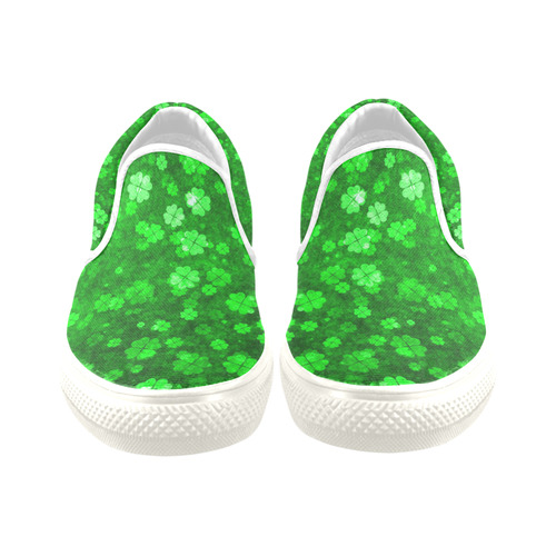 shamrocks 1 green by JamColors Slip-on Canvas Shoes for Kid (Model 019)