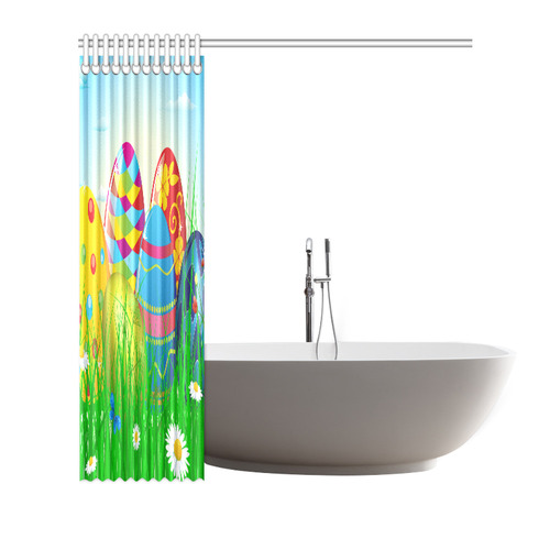 Happy Easter Eggs Butterfly Landscape Shower Curtain 72"x72"