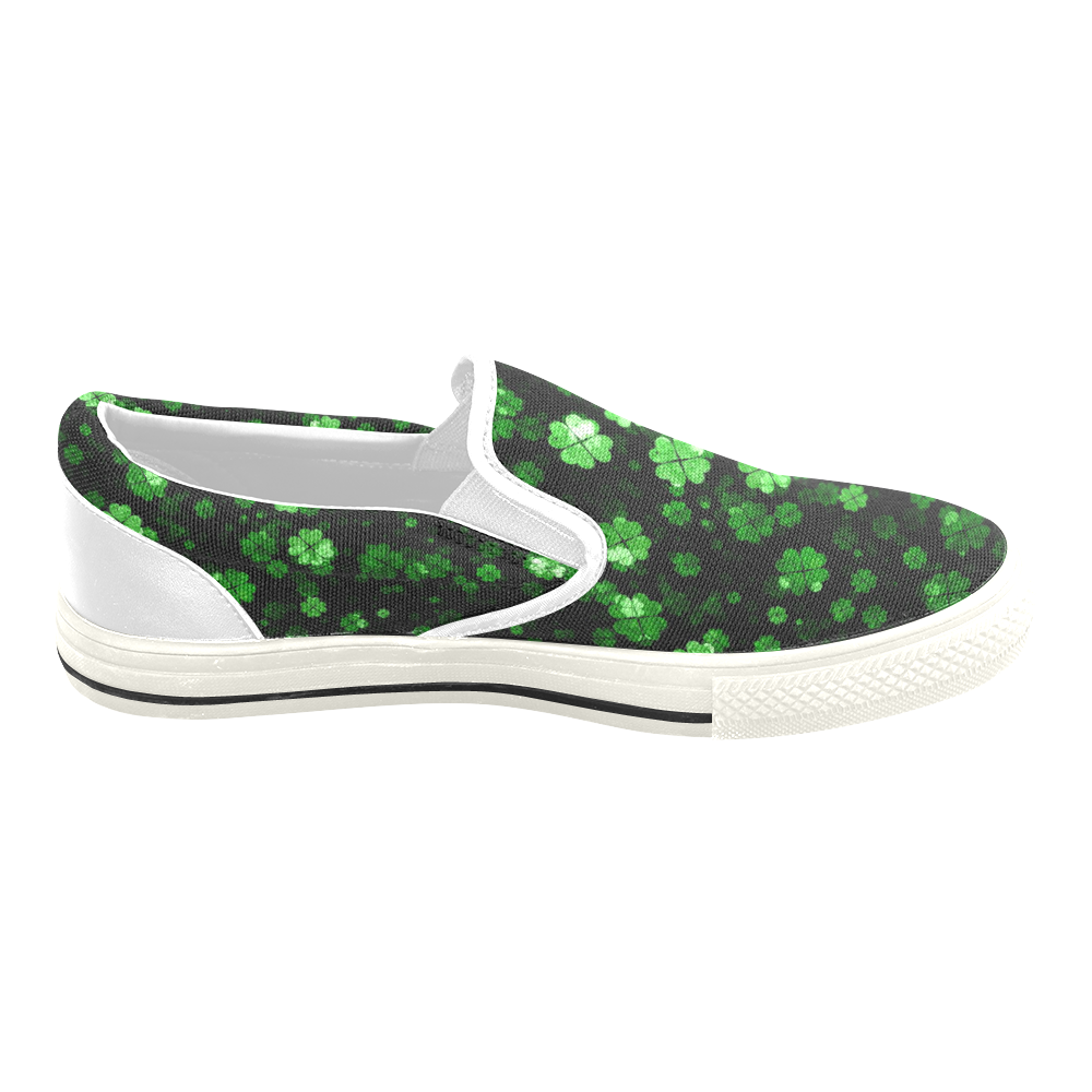 shamrocks 2 green by JamColors Slip-on Canvas Shoes for Kid (Model 019)