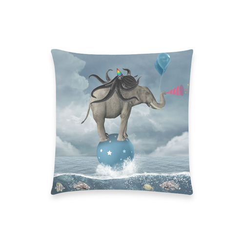 elephant in the middle of the sea Custom  Pillow Case 18"x18" (one side) No Zipper