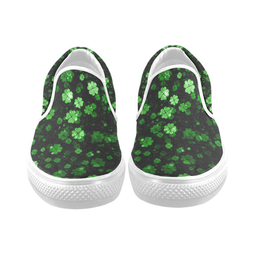 shamrocks 2 green by JamColors Men's Unusual Slip-on Canvas Shoes (Model 019)