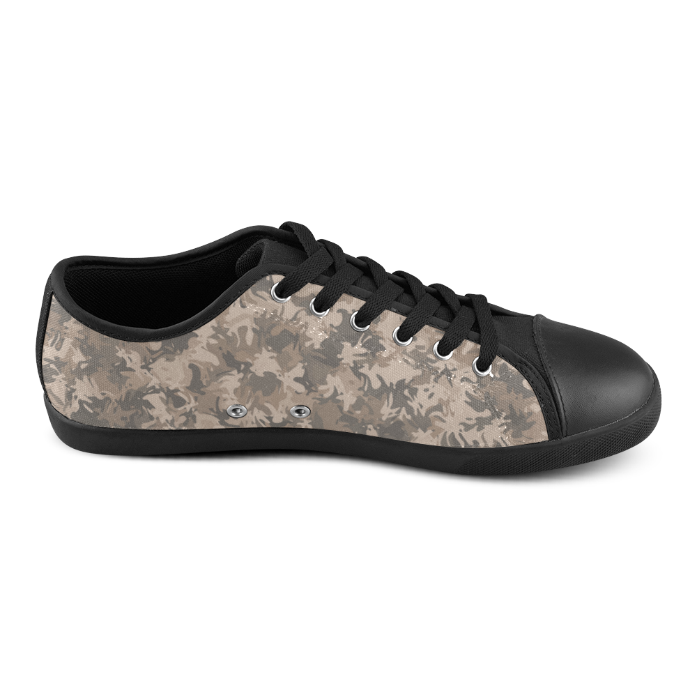 Beige Camouflage Leaves Canvas Shoes for Women/Large Size (Model 016)
