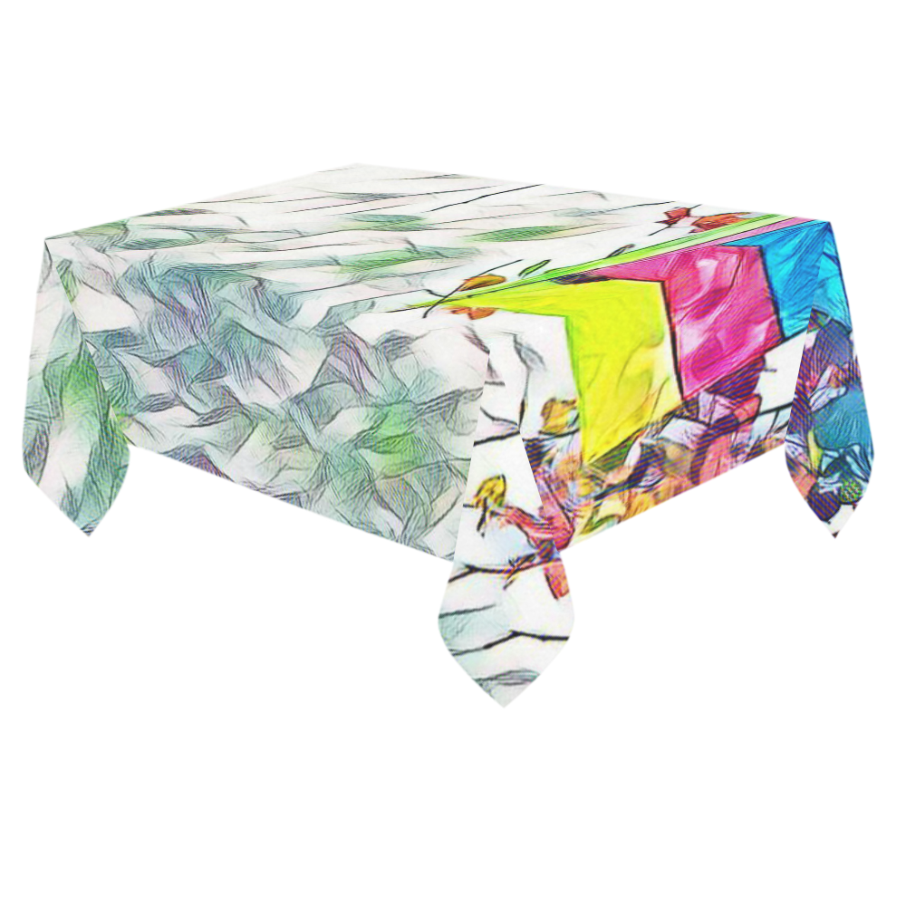 Stromy Hang Gliding Cotton Linen Tablecloth 60"x 84"