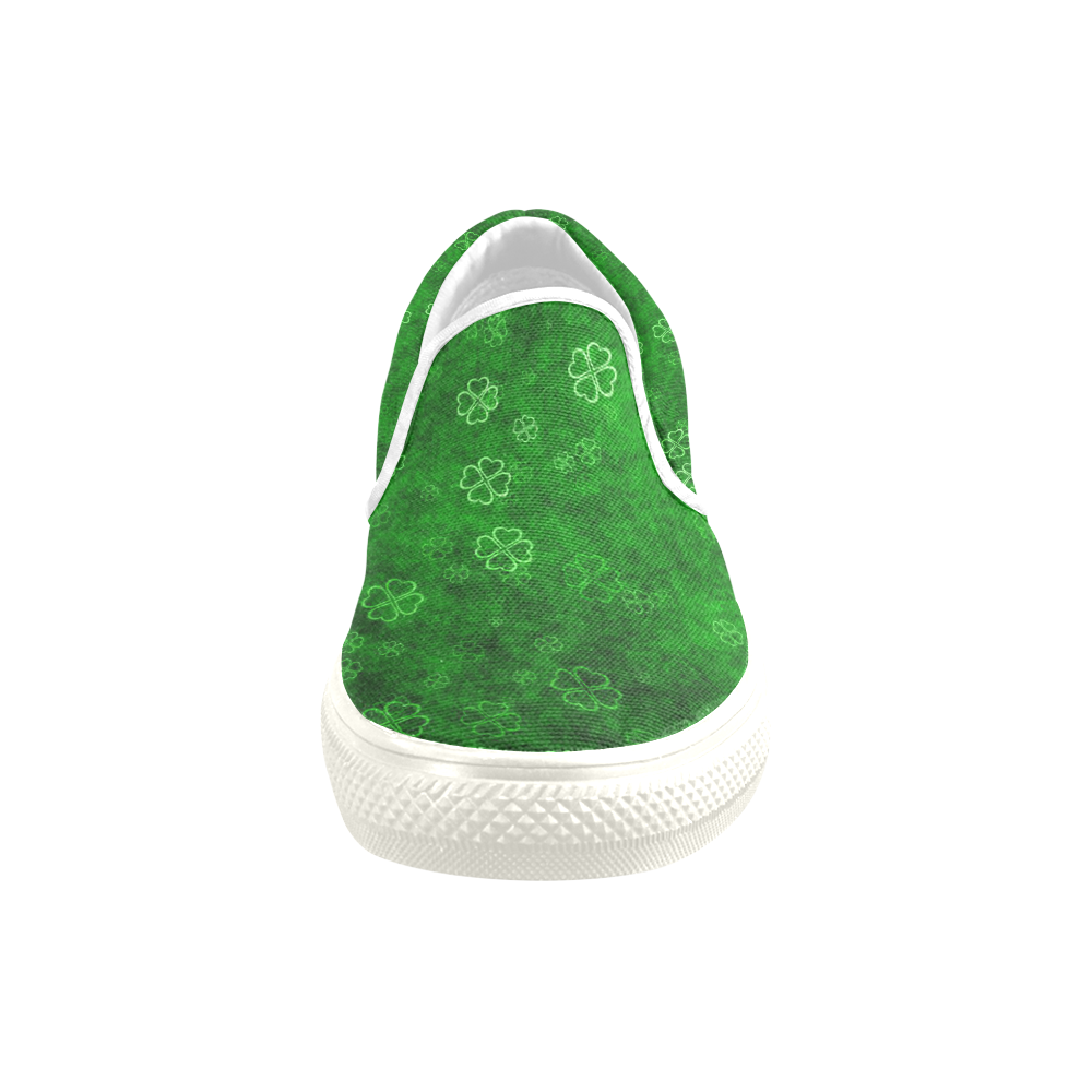 shamrocks 3 green by JamColors Slip-on Canvas Shoes for Kid (Model 019)