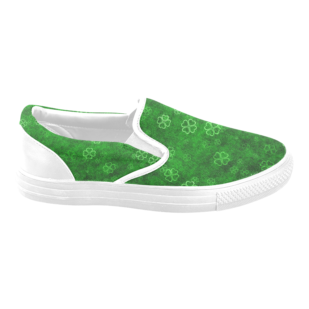 shamrocks 3 green by JamColors Slip-on Canvas Shoes for Men/Large Size (Model 019)