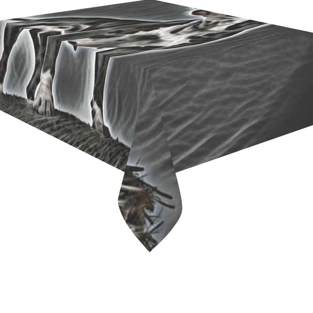 Steff Black and White Cotton Linen Tablecloth 52"x 70"