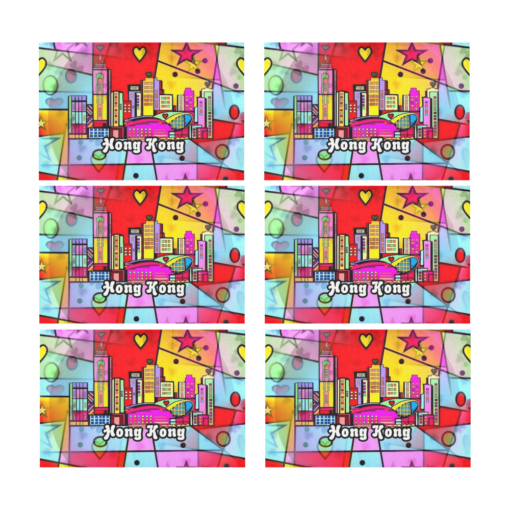 Hong Kong Popart by Nico Bielow Placemat 12’’ x 18’’ (Set of 6)