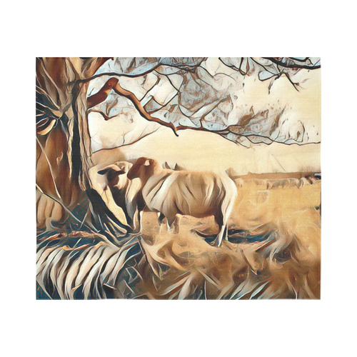 Farmers Lovely World Cotton Linen Wall Tapestry 60"x 51"