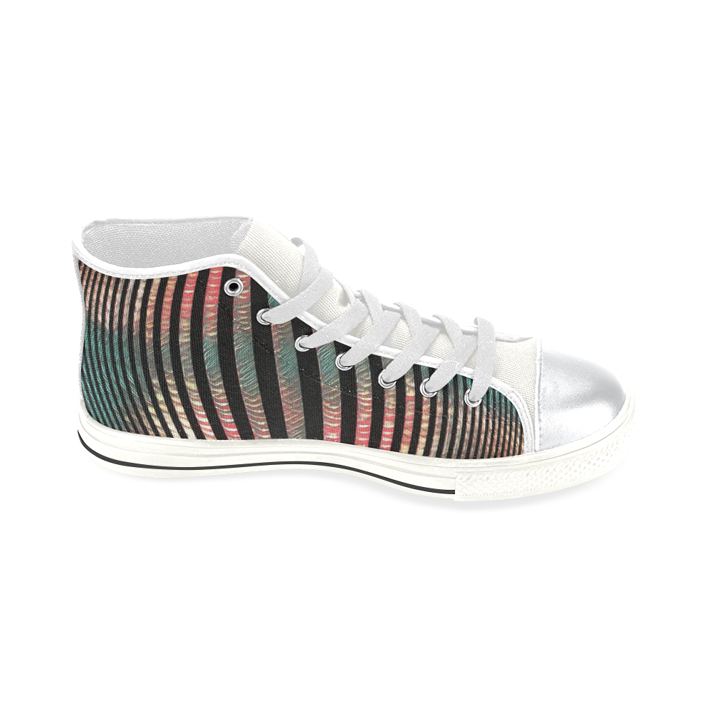 Optical Illusion High Top Canvas Shoes for Kid (Model 017)