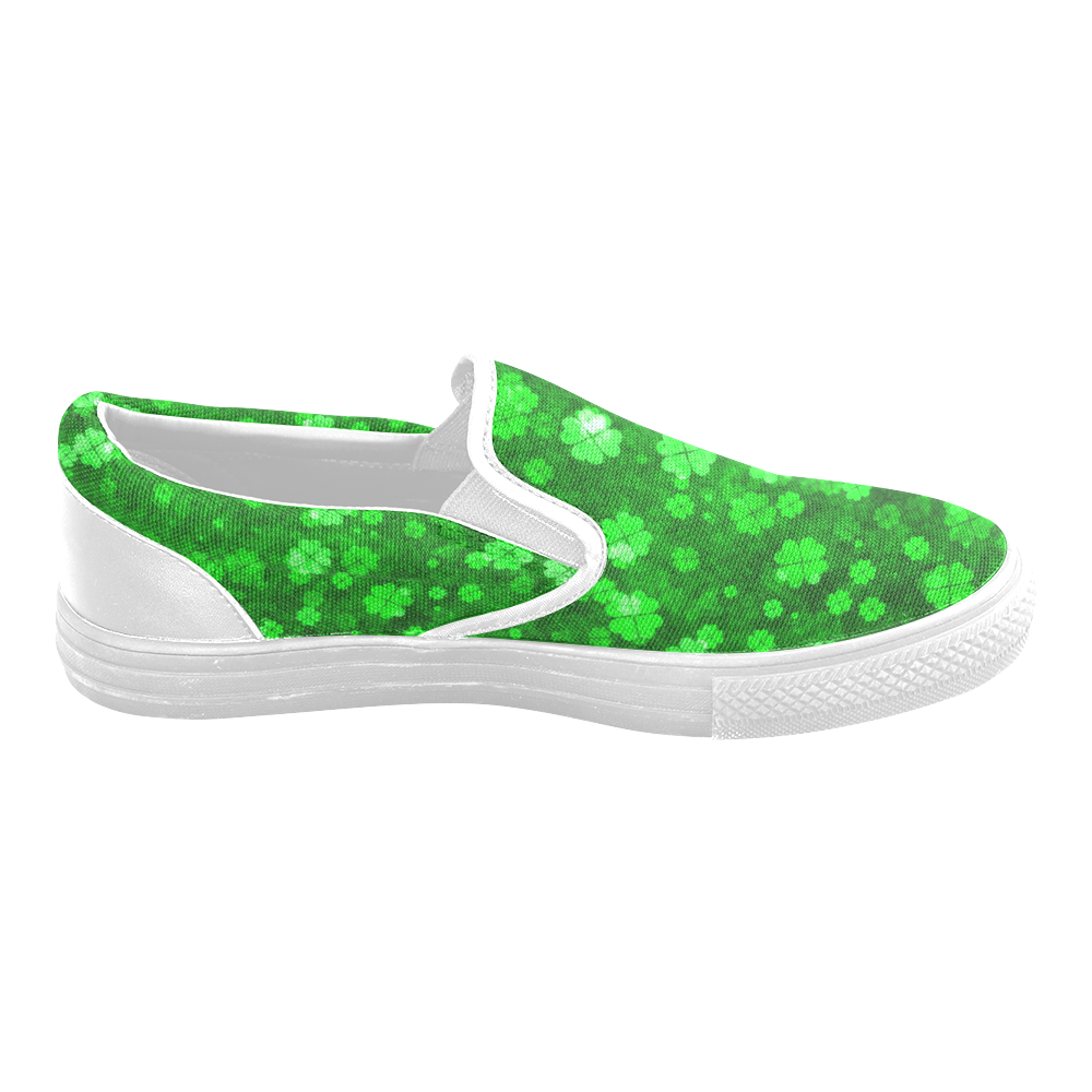 shamrocks 1 green by JamColors Men's Unusual Slip-on Canvas Shoes (Model 019)