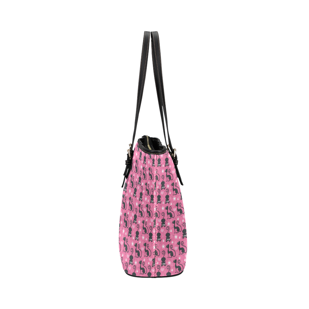 Cute Cats I Leather Tote Bag/Large (Model 1651)