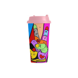 Peace Popart by Nico Bielow Double Wall Plastic Mug