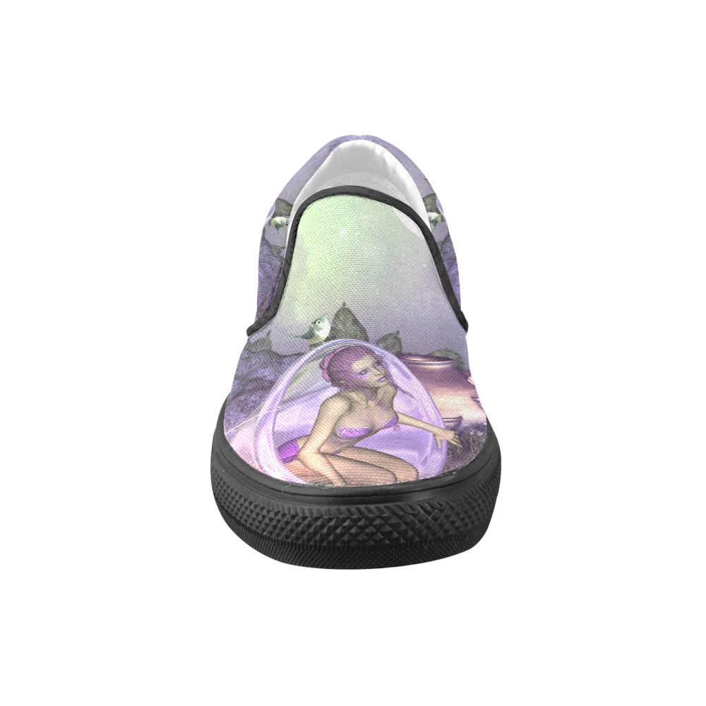 Cute fairy Slip-on Canvas Shoes for Men/Large Size (Model 019)