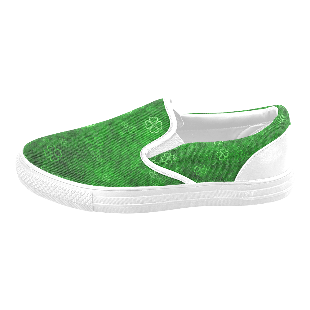 shamrocks 3 green by JamColors Slip-on Canvas Shoes for Men/Large Size (Model 019)