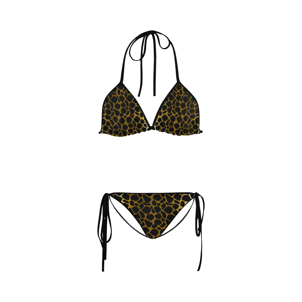 Gold and Black Giraffe Spots Custom Bikini Swimsuit