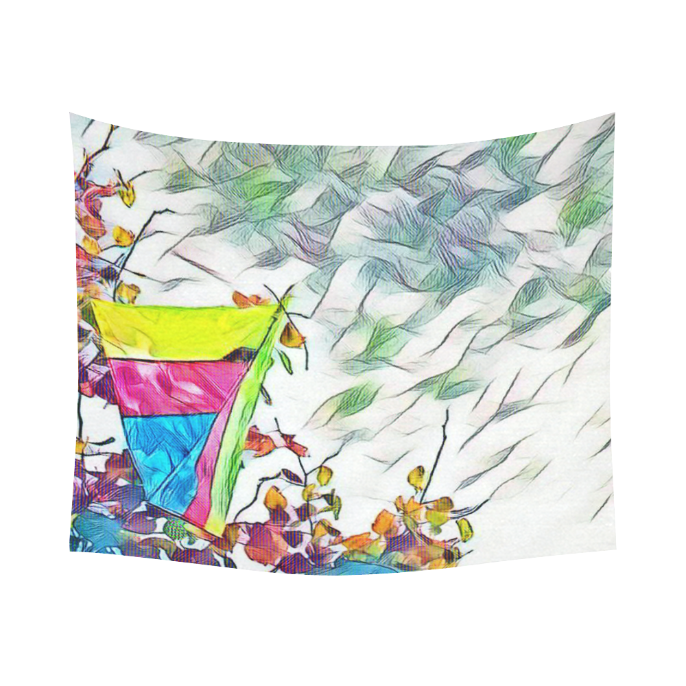 Stromy Hang Gliding Cotton Linen Wall Tapestry 60"x 51"