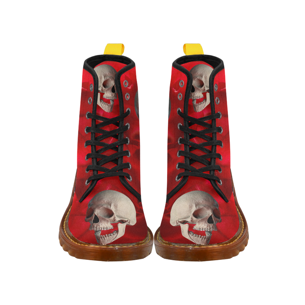 Funny Skull and Red Rose Martin Boots For Women Model 1203H