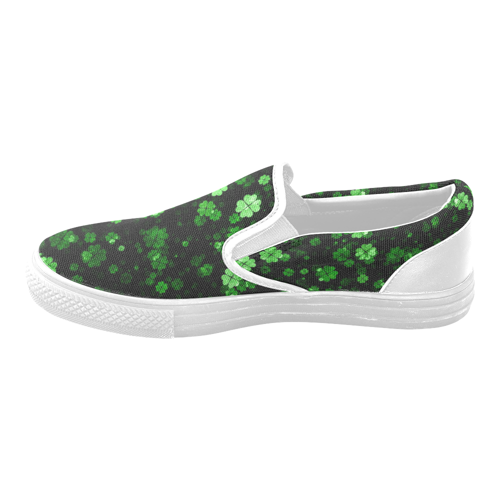 shamrocks 2 green by JamColors Men's Unusual Slip-on Canvas Shoes (Model 019)