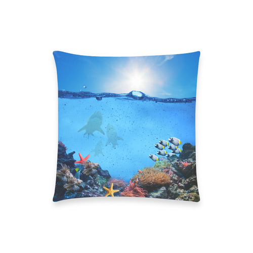 colorful fish groups, sharks Custom  Pillow Case 18"x18" (one side) No Zipper