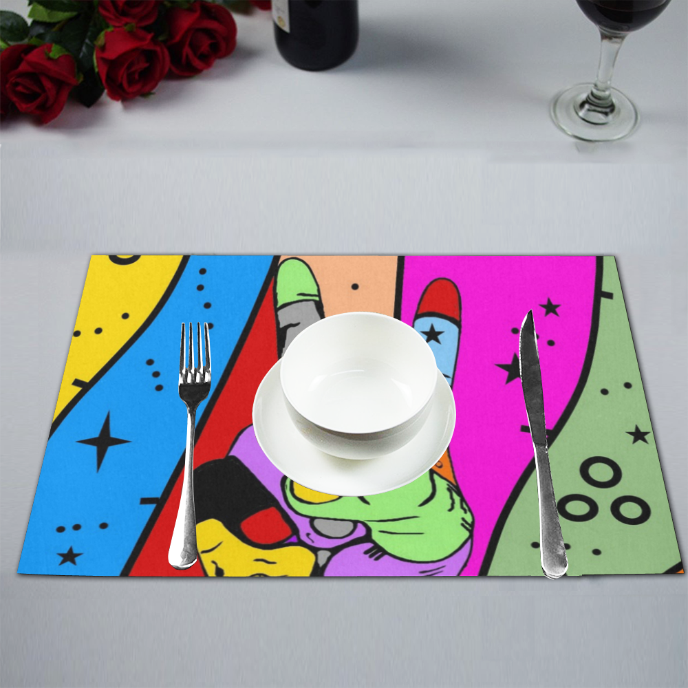 Peace Popart by Nico Bielow Placemat 12’’ x 18’’ (Set of 6)