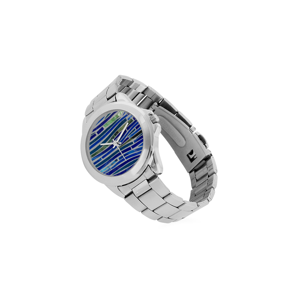 blue mosaic Unisex Stainless Steel Watch(Model 103)