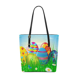 Happy Easter Eggs Butterfly Landscape Euramerican Tote Bag/Small (Model 1655)