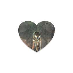 Amazing wolf in the night Heart Coaster