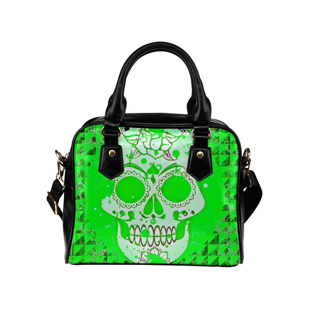 Trendy Skull, neon green by JamColors Shoulder Handbag (Model 1634)