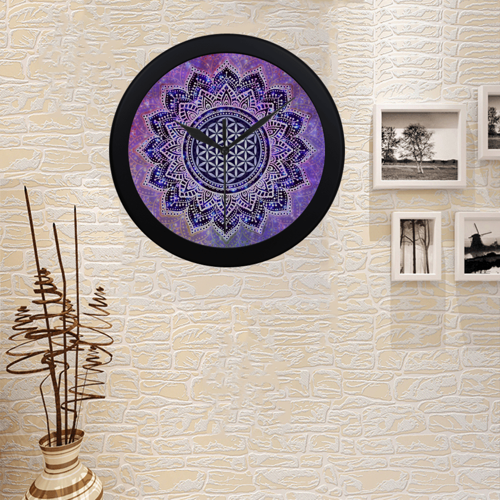 Flower Of Life Lotus Of India Galaxy Colored Circular Plastic Wall clock