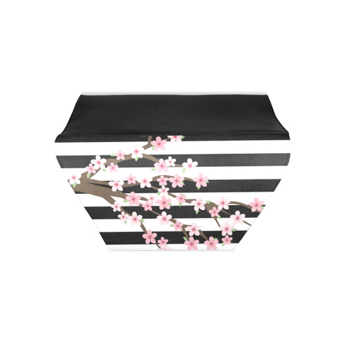 Black White Stripes, Cherry Blossom Flower Tree, Floral Pattern Clutch Bag (Model 1630)