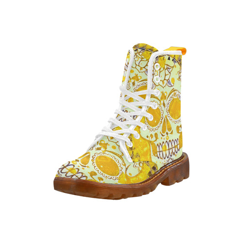 trendy skull, sunny yellow by JamColors Martin Boots For Women Model 1203H