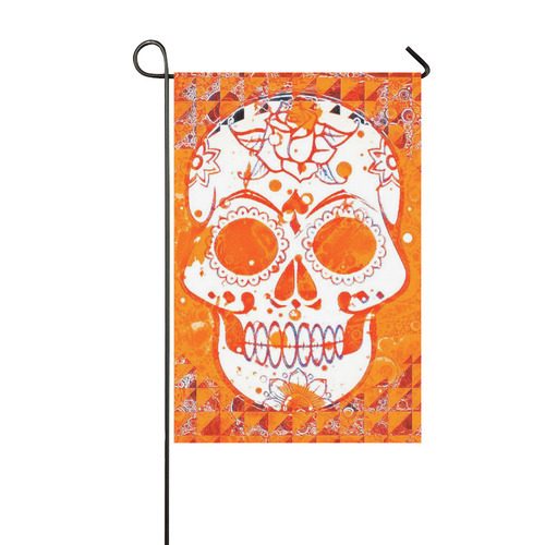 Trendy Skull,orange by JamColors Garden Flag 12‘’x18‘’（Without Flagpole）