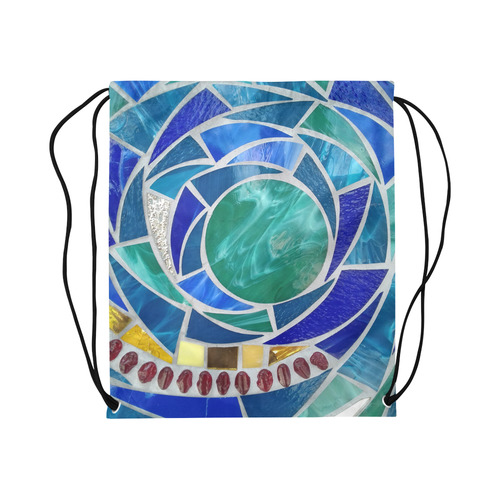 blue-green mosaic Large Drawstring Bag Model 1604 (Twin Sides)  16.5"(W) * 19.3"(H)