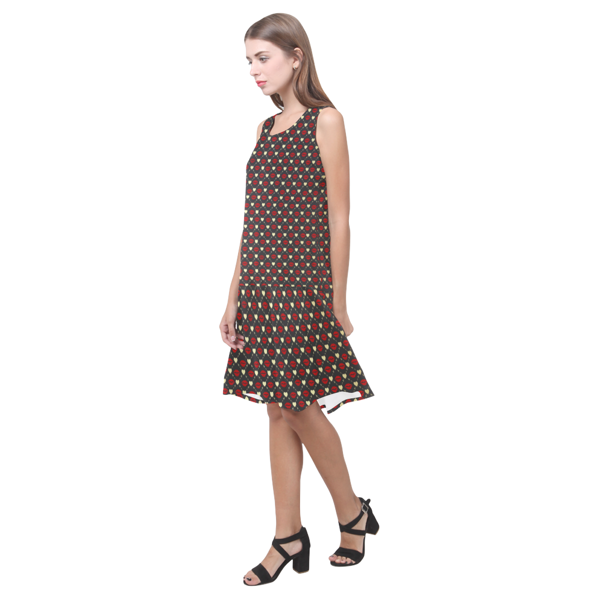 0-51 Sleeveless Splicing Shift Dress(Model D17)