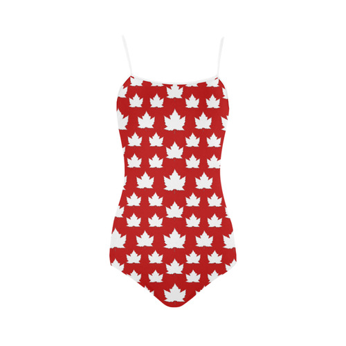Canada Flag Swimsuits Fun Maple Leaf Bathing Suits Strap Swimsuit ( Model S05)
