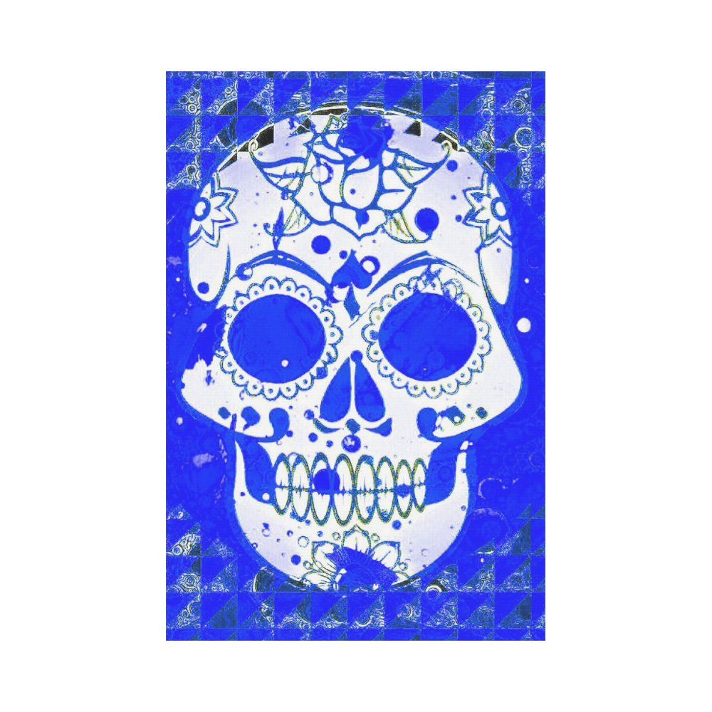 Trendy Skull,inky blue by JamColors Garden Flag 12‘’x18‘’（Without Flagpole）