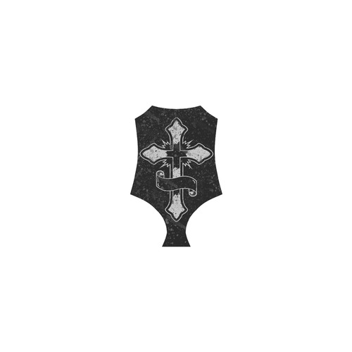 Distressed Cross Gothic Print Strap Swimsuit ( Model S05)