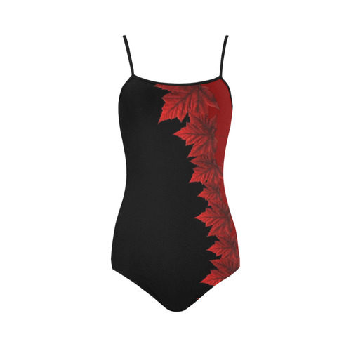 Canada Maple Leaf Swimsuits Autumn Black Bathing Suits Strap Swimsuit ( Model S05)