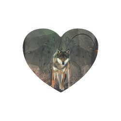 Amazing wolf in the night Heart-shaped Mousepad