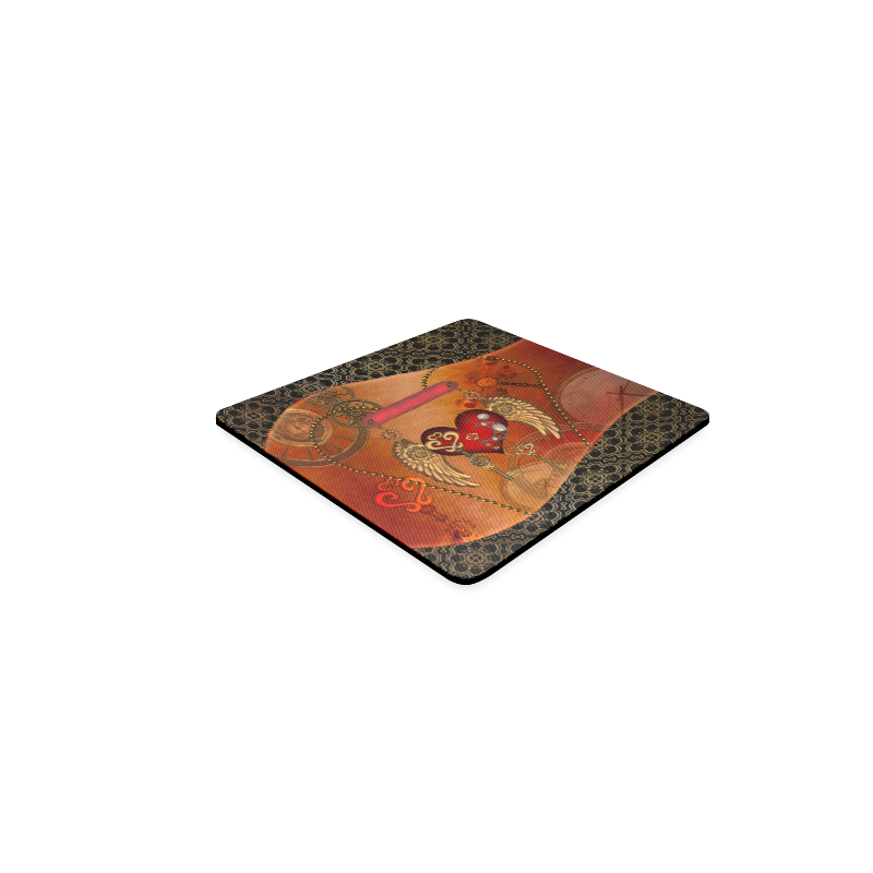 Steampunk, wonderful heart with wings Square Coaster